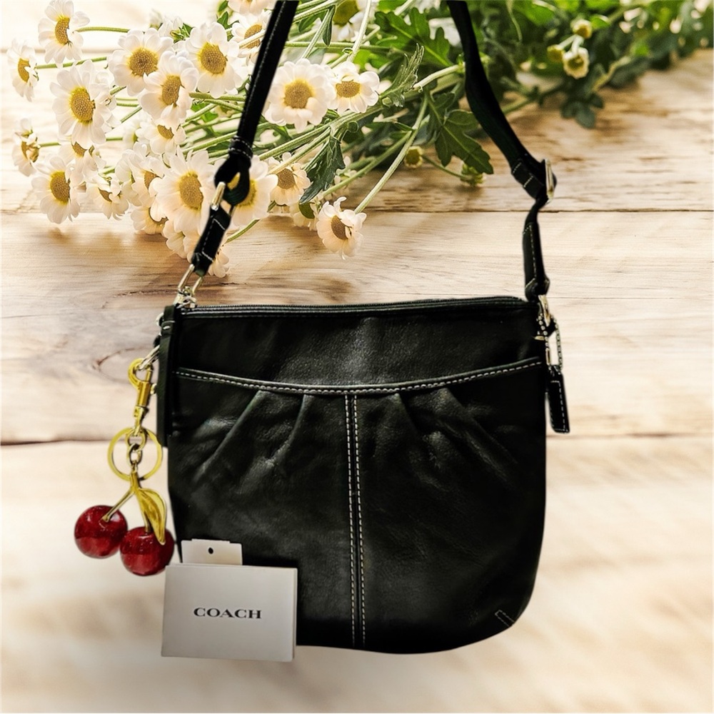 Vintage Y2K Coach Black Leather Women's Bag Crossbody purse - Picture 7 of 17